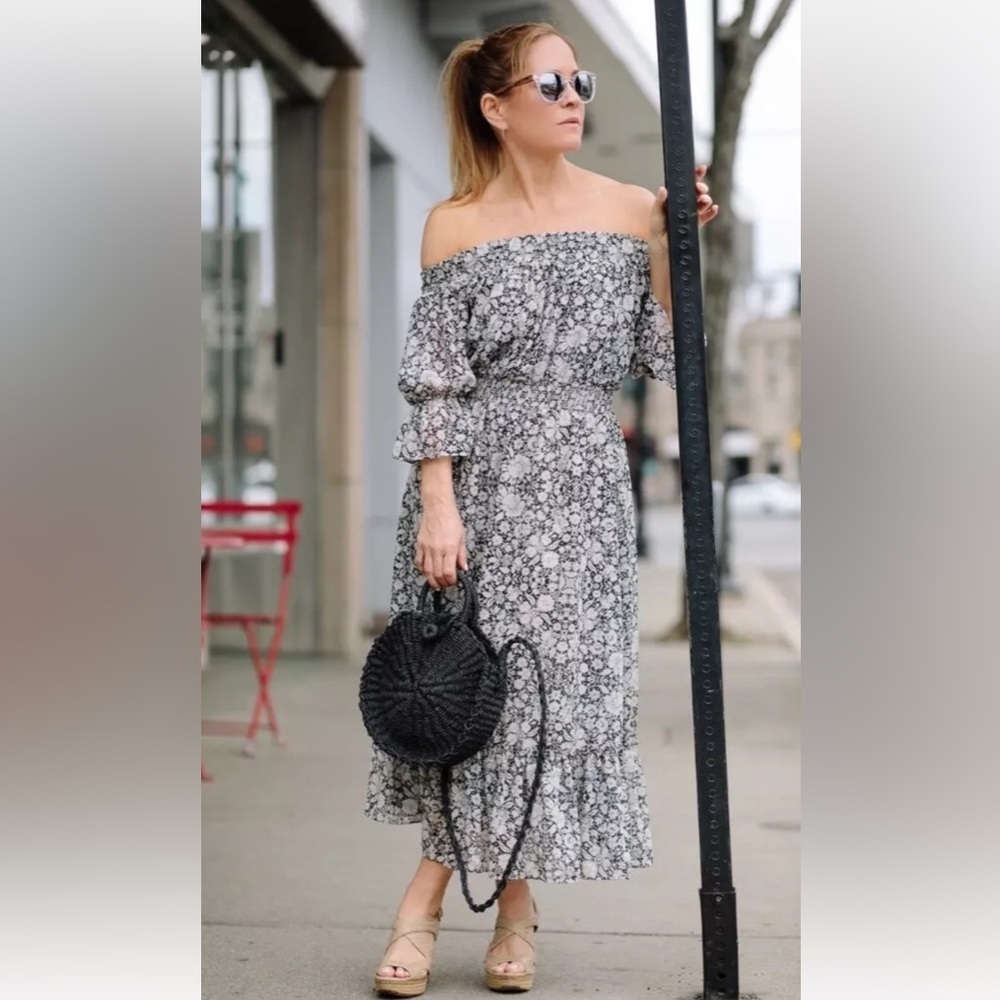 Misa Los‎ Angeles Off Shoulder Puff Sleeve Dress Size Large